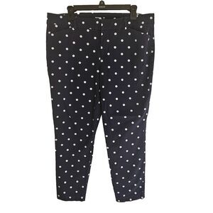 Old Navy Pixie Ankle Pants Womens Size 16 Navy Blue White Polka Dots High Rise